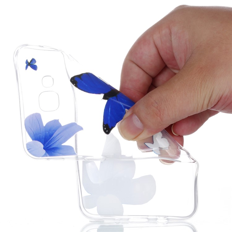Embossment Patterned TPU Soft Cell Phone Cover for Samsung Galaxy J5 Prime - Blue Flowers and Butterfly-5
