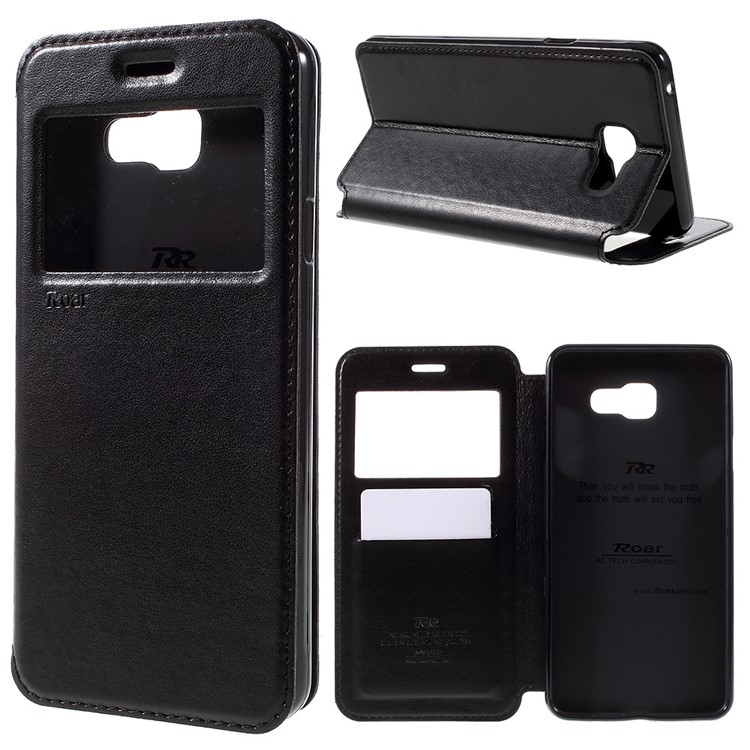 ROAR KOREA Window View Leather Stand Case for Samsung Galaxy A7 SM-A710F (2016) - Black-1