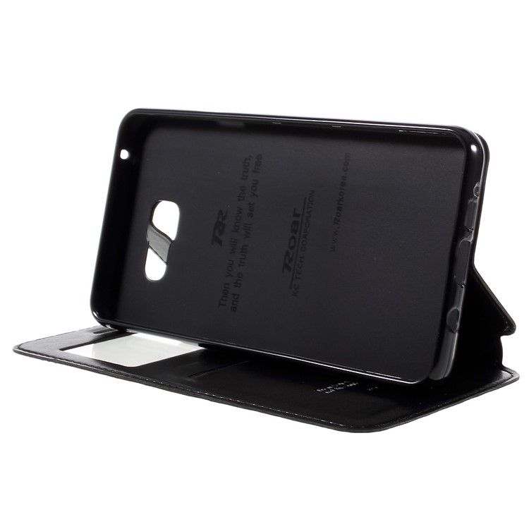 ROAR KOREA Window View Leather Stand Case for Samsung Galaxy A7 SM-A710F (2016) - Black-4