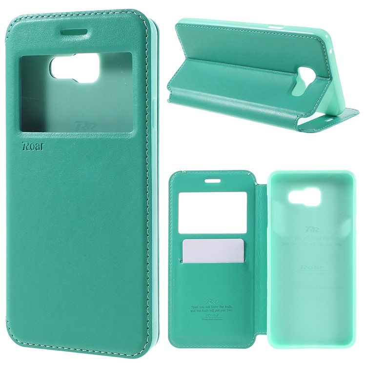 ROAR KOREA Window View PU Leather Stand Case for Samsung Galaxy A7 SM-A710F (2016) - Cyan-1