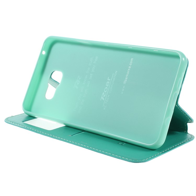ROAR KOREA Window View PU Leather Stand Case for Samsung Galaxy A7 SM-A710F (2016) - Cyan-4