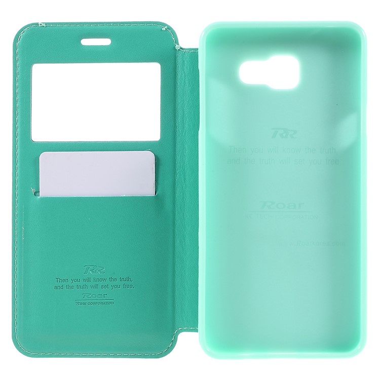 ROAR KOREA Window View PU Leather Stand Case for Samsung Galaxy A7 SM-A710F (2016) - Cyan-6
