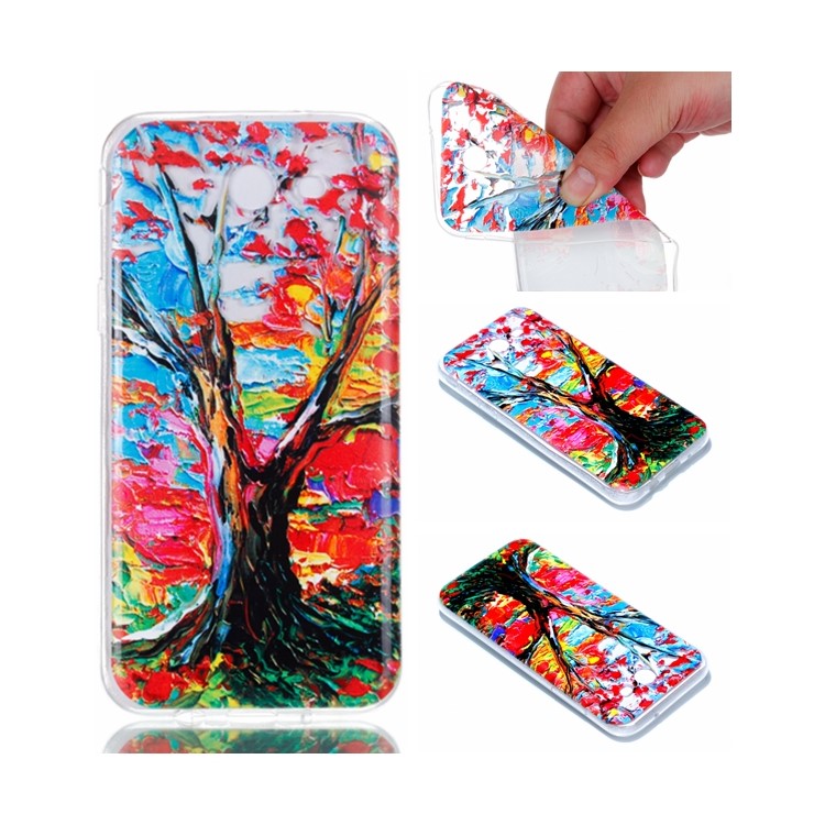 Embossment Patterned TPU Soft Back Casing for Samsung Galaxy J3 Pro (2017) / J3 (2017) EU Version - Oil Painting-1
