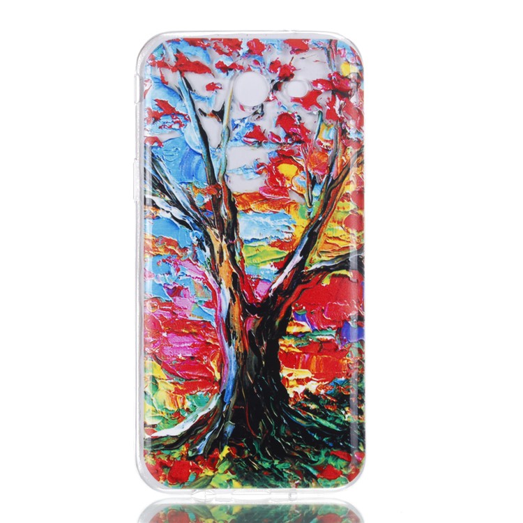 Embossment Patterned TPU Soft Back Casing for Samsung Galaxy J3 Pro (2017) / J3 (2017) EU Version - Oil Painting-2