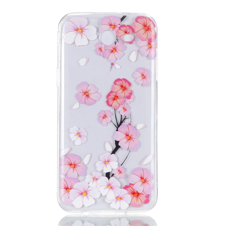 Embossment Patterned TPU Soft Back Casing Cover for Samsung Galaxy J3 Pro (2017) / J3 (2017) EU Version - Pink Flower-2