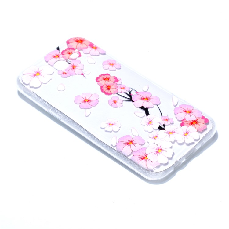 Embossment Patterned TPU Soft Back Casing Cover for Samsung Galaxy J3 Pro (2017) / J3 (2017) EU Version - Pink Flower-3