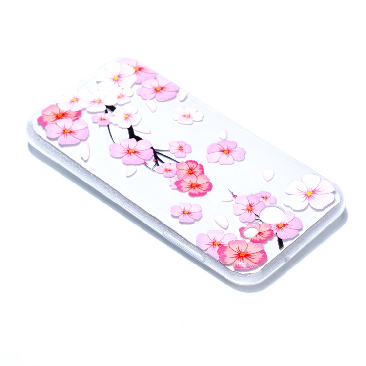 Embossment Patterned TPU Soft Back Casing Cover for Samsung Galaxy J3 Pro (2017) / J3 (2017) EU Version - Pink Flower-4