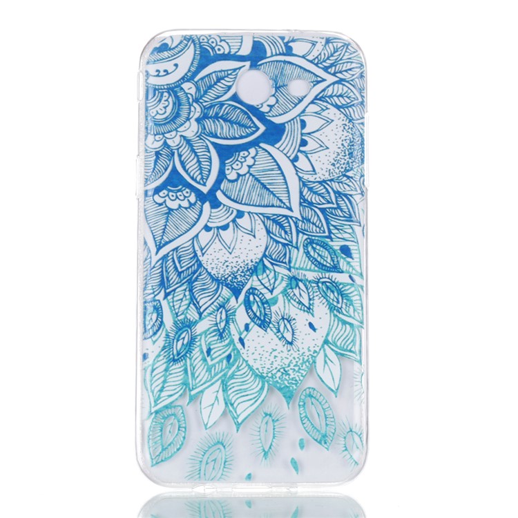 Embossment Patterned TPU Soft Back Case for Samsung Galaxy J3 Pro (2017) / J3 (2017) EU Version - Blue Flower-2