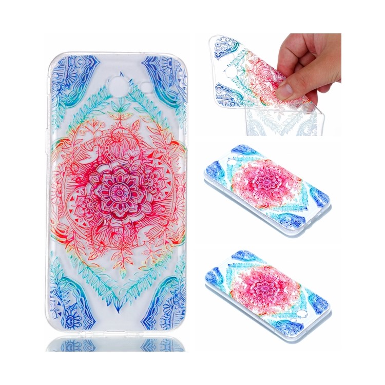 Embossment Patterned TPU Soft Back Shell for Samsung Galaxy J3 Pro (2017) / J3 (2017) EU Version - Colorful Flower-1