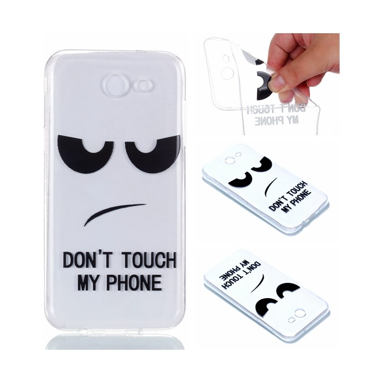 Embossment Patterned TPU Soft Back Cellphone Casing Shell for Samsung Galaxy J3 Pro (2017) / J3 (2017) EU Version - Don't Touch My Phone-1