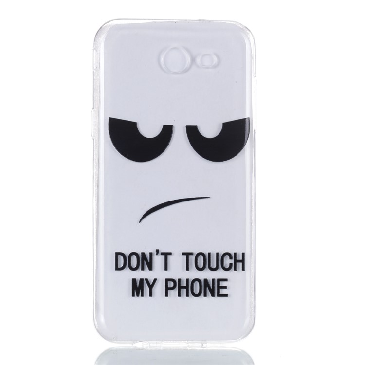 Embossment Patterned TPU Soft Back Cellphone Casing Shell for Samsung Galaxy J3 Pro (2017) / J3 (2017) EU Version - Don't Touch My Phone-2