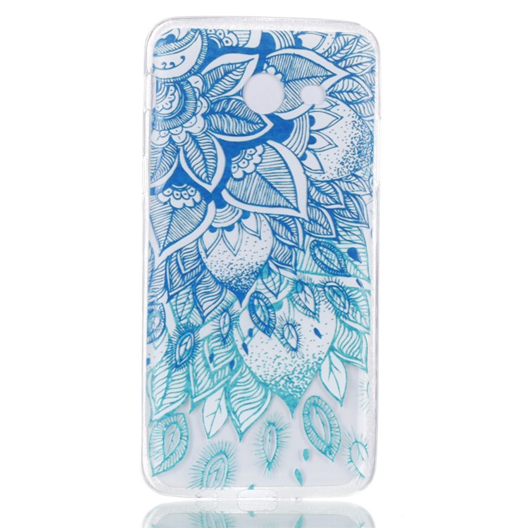 Rubberized Embossed Soft TPU Phone Case Accessory for Samsung Galaxy J5 (2017) US Version - Cyan Flower-2