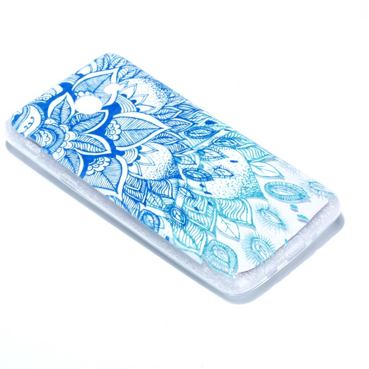 Rubberized Embossed Soft TPU Phone Case Accessory for Samsung Galaxy J5 (2017) US Version - Cyan Flower-3