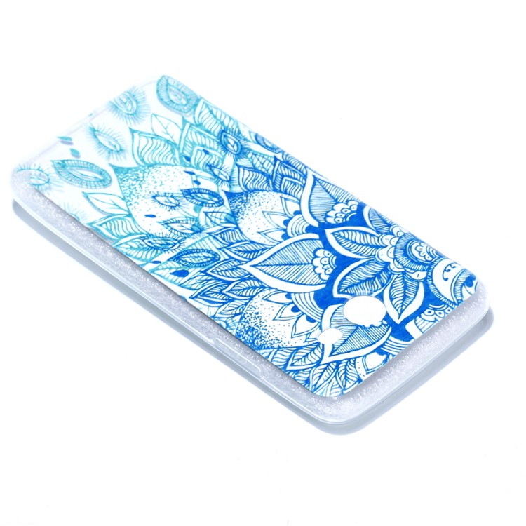 Rubberized Embossed Soft TPU Phone Case Accessory for Samsung Galaxy J5 (2017) US Version - Cyan Flower-4