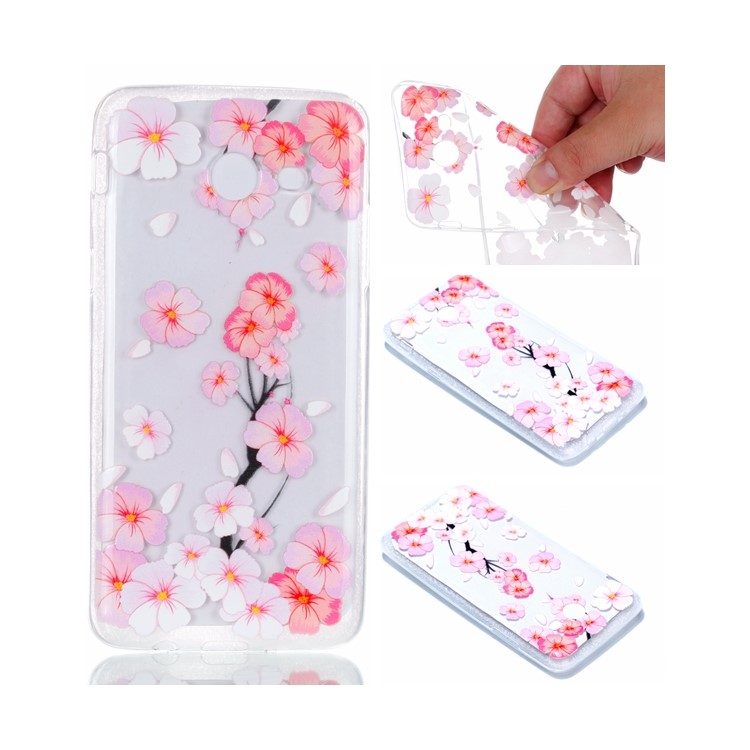 Rubberized Embossed TPU Phone Protective Back Casing for Samsung Galaxy J5 (2017) US Version - Falling Flower-1