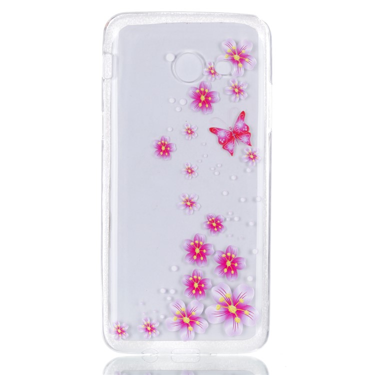 Rubberized Embossed Soft TPU Mobile Cover Case for Samsung Galaxy J5 (2017) US Version - Pink Flowers and Butterfly-2