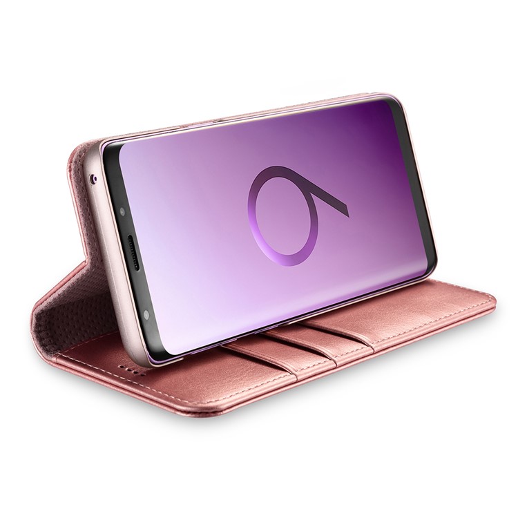 XOOMZ Crazy Horse Texture Leather Wallet Folio Flip Case for Samsung Galaxy S9 SM-G960 - Rose Gold-5
