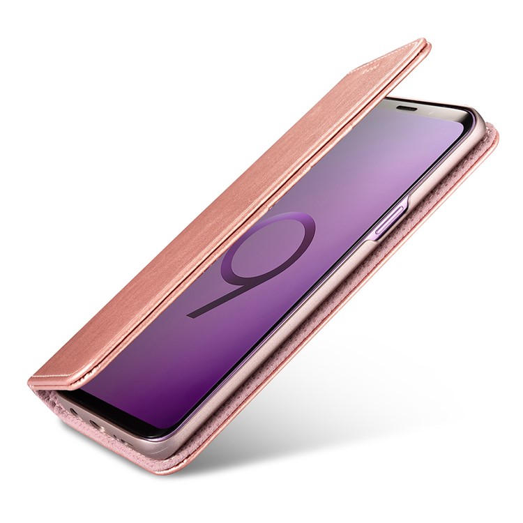 XOOMZ Crazy Horse Texture Leather Wallet Folio Flip Case for Samsung Galaxy S9 SM-G960 - Rose Gold-6