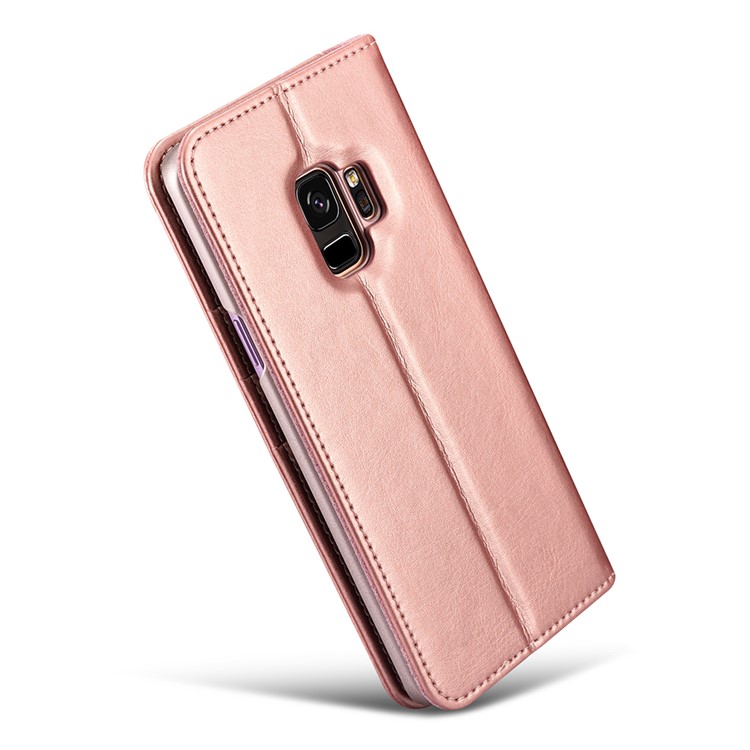 XOOMZ Crazy Horse Texture Leather Wallet Folio Flip Case for Samsung Galaxy S9 SM-G960 - Rose Gold-7