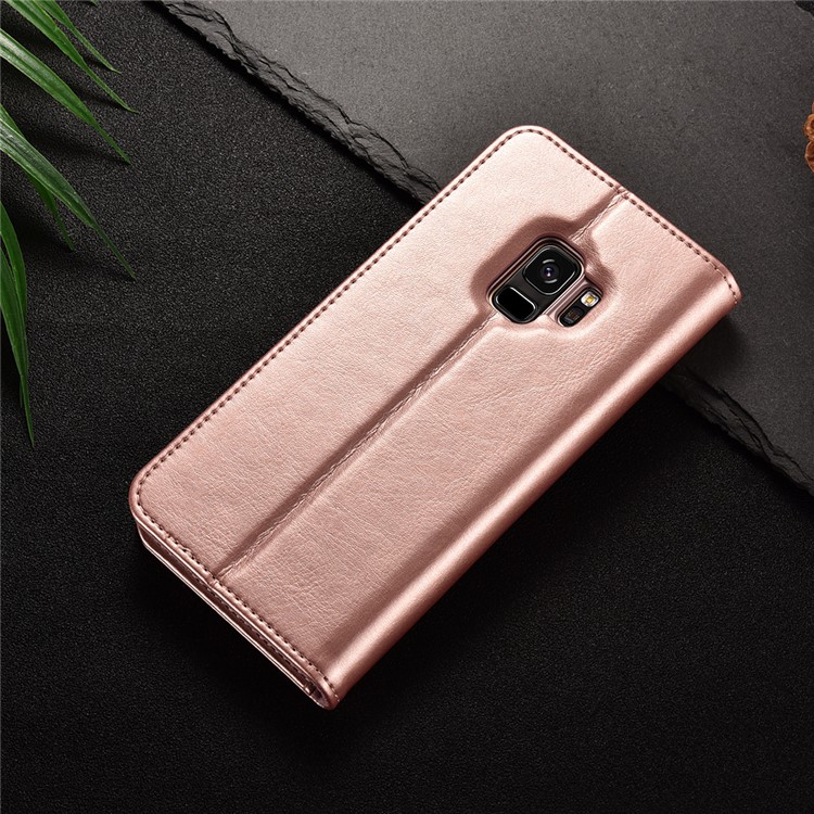 XOOMZ Crazy Horse Texture Leather Wallet Folio Flip Case for Samsung Galaxy S9 SM-G960 - Rose Gold-9