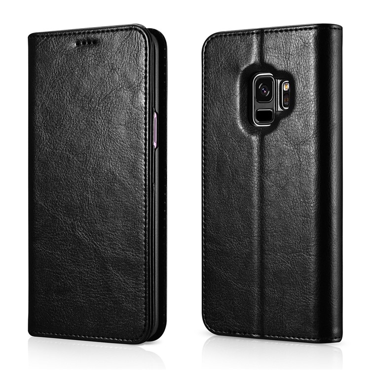 XOOMZ Crazy Horse Texture Leather Wallet Mobile Cover with Stand for Samsung Galaxy S9 SM-G960 - Black-2