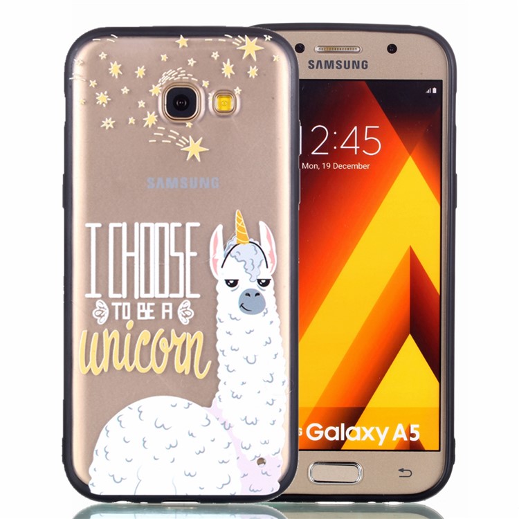 Rubberized Embossed TPU + PC Hybrid Case for Samsung Galaxy A5 (2017) - Alpaca Unicorn-2