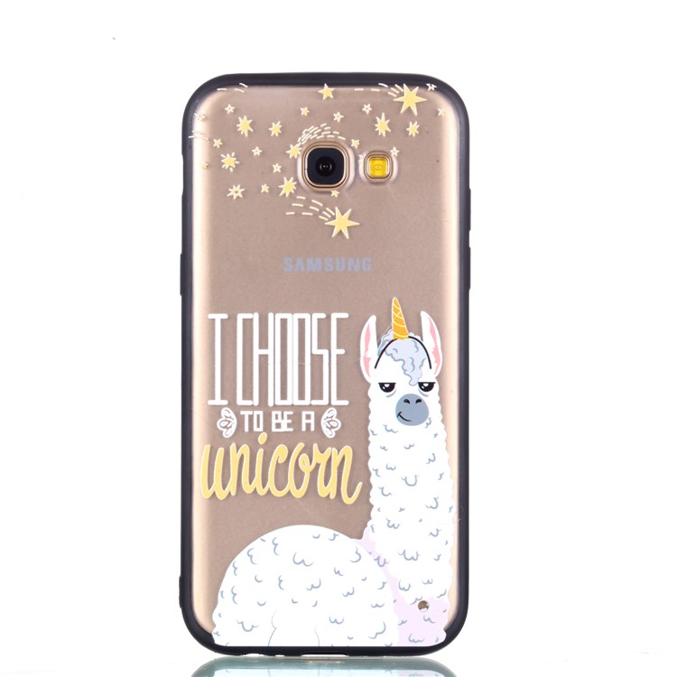 Rubberized Embossed TPU + PC Hybrid Case for Samsung Galaxy A5 (2017) - Alpaca Unicorn-3