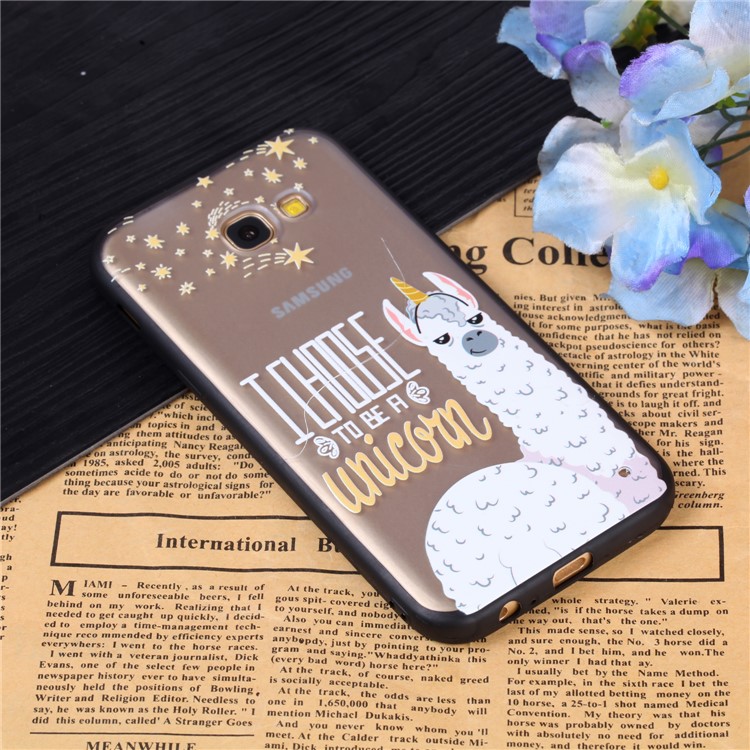 Rubberized Embossed TPU + PC Hybrid Case for Samsung Galaxy A5 (2017) - Alpaca Unicorn-5