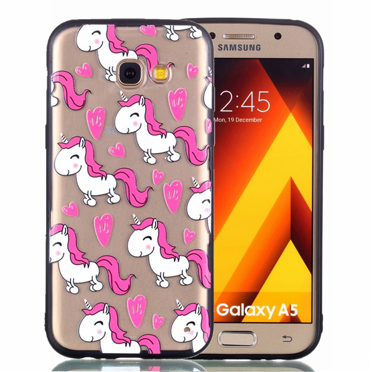 Rubberized Embossed TPU + PC Hybrid Cover for Samsung Galaxy A5 (2017) - Adorable Unicorns-2