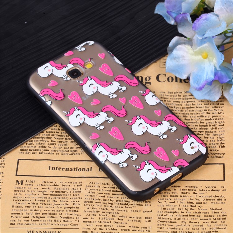 Rubberized Embossed TPU + PC Hybrid Cover for Samsung Galaxy A5 (2017) - Adorable Unicorns-3