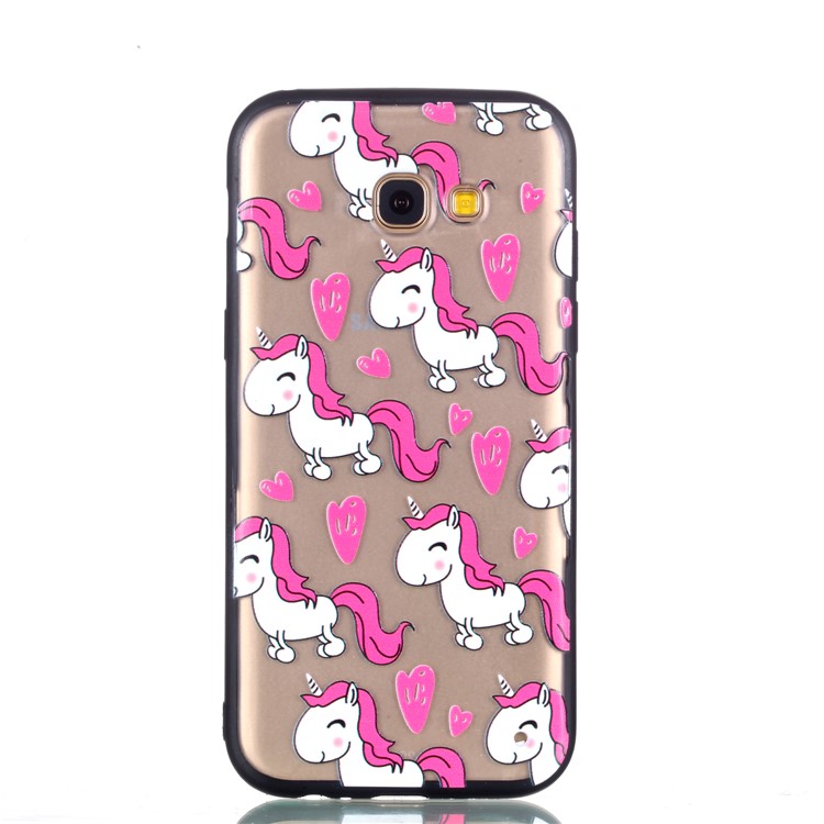 Rubberized Embossed TPU + PC Hybrid Cover for Samsung Galaxy A5 (2017) - Adorable Unicorns-6