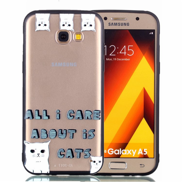 Rubberized Embossed TPU + PC Hybrid Shell for Samsung Galaxy A5 (2017) - Lovely Cats-2