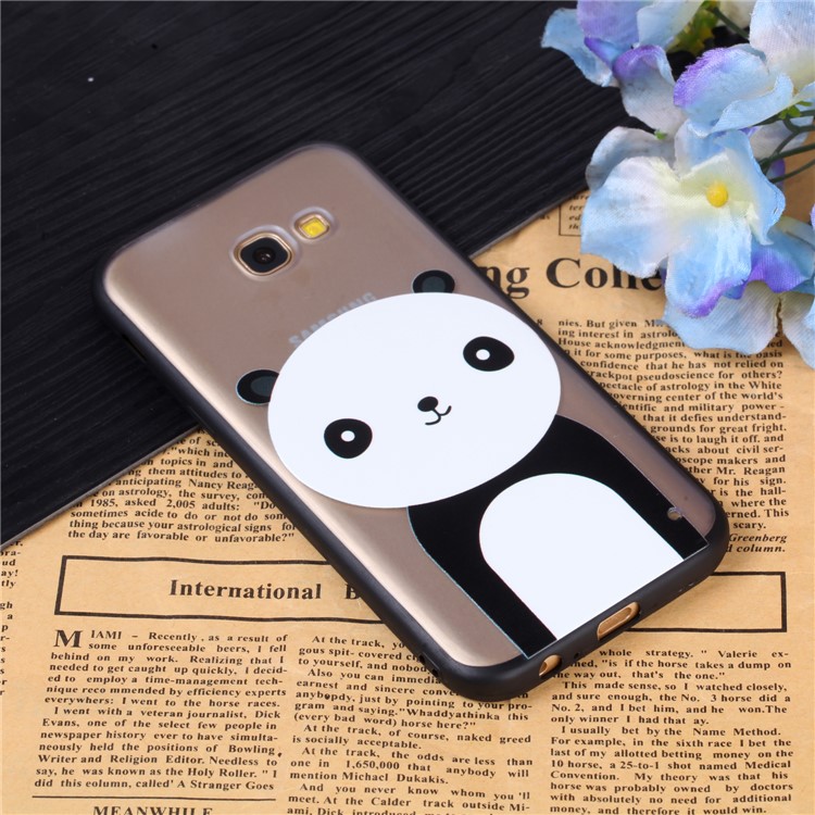 Rubberized Embossed TPU + PC Hybrid Cell Phone Cover Shell for Samsung Galaxy A5 (2017) - Panda-3