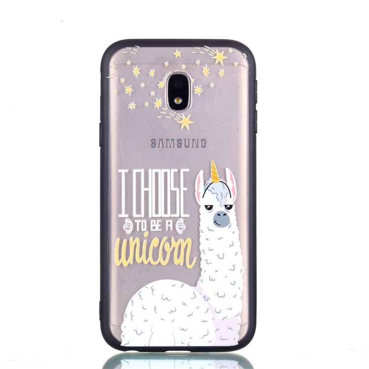 Rubberized Embossed PC + TPU Phone Case for Samsung Galaxy J3 Pro (2017) / J3 (2017) EU Version - Alpaca Unicorn-5