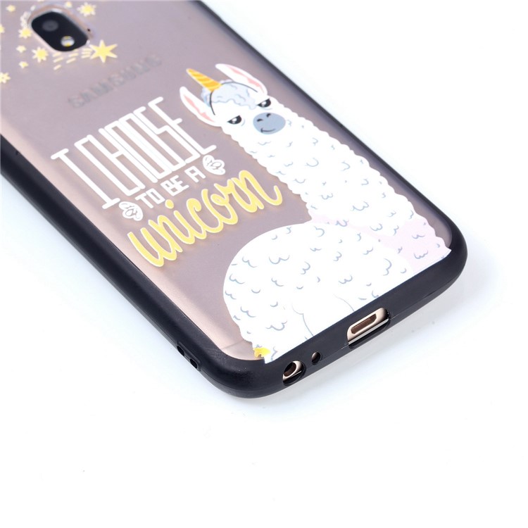 Rubberized Embossed PC + TPU Phone Case for Samsung Galaxy J3 Pro (2017) / J3 (2017) EU Version - Alpaca Unicorn-6