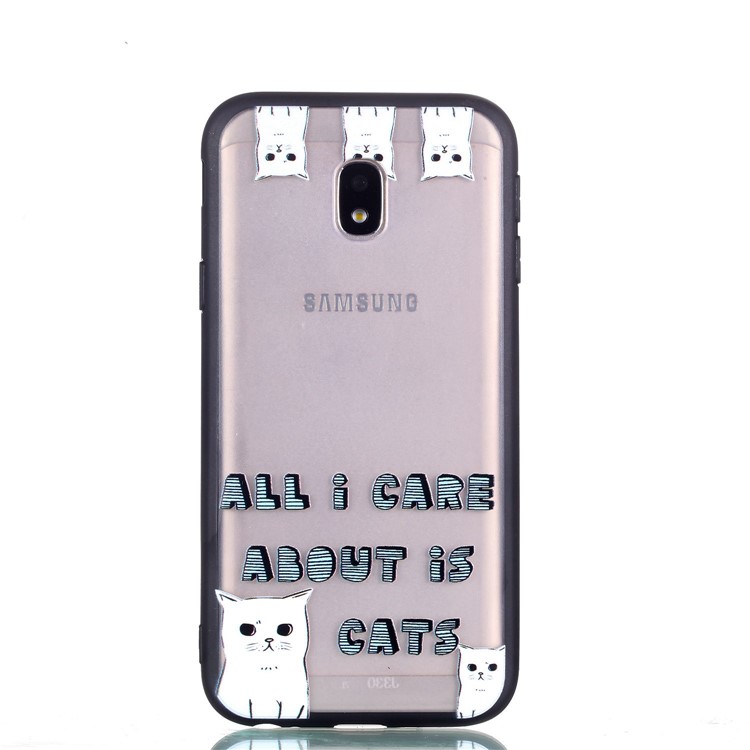 Rubberized Embossed PC + TPU Mobile Cover for Samsung Galaxy J3 Pro (2017) / J3 (2017) EU Version - Lovely Cats-4