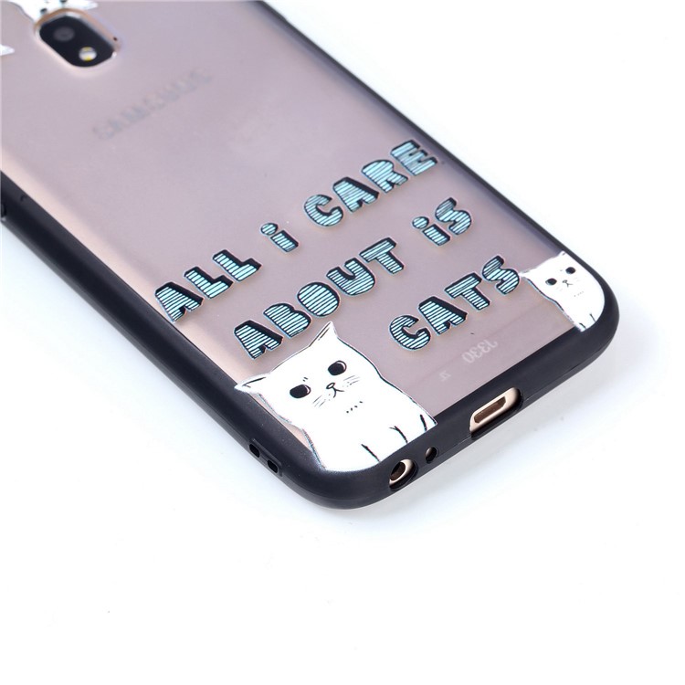 Rubberized Embossed PC + TPU Mobile Cover for Samsung Galaxy J3 Pro (2017) / J3 (2017) EU Version - Lovely Cats-5
