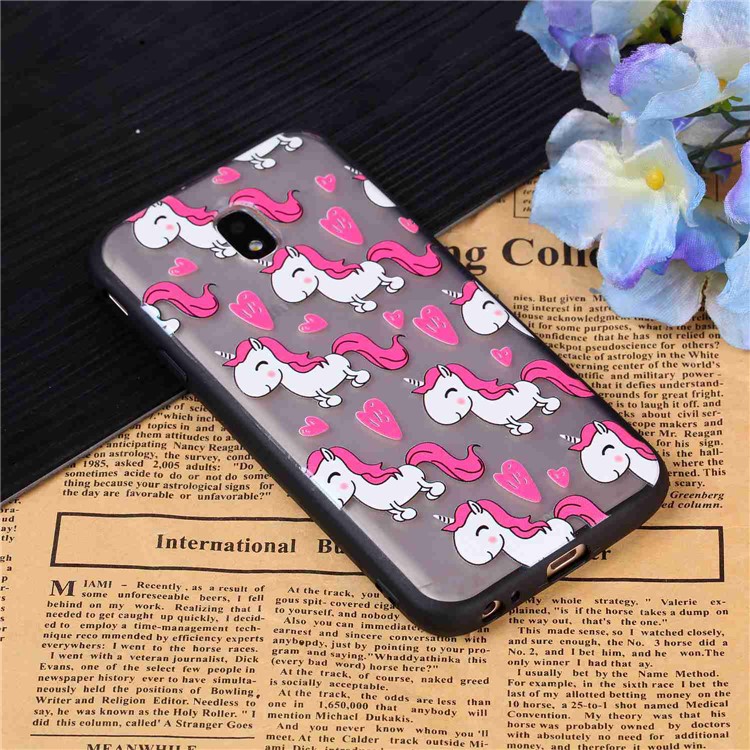 Rubberized Embossed PC + TPU Phone Shell for Samsung Galaxy J3 Pro (2017) / J3 (2017) EU Version - Adorable Unicorns-3