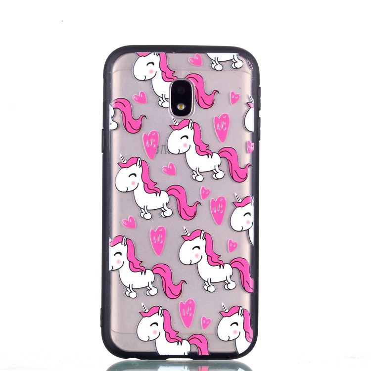 Rubberized Embossed PC + TPU Phone Shell for Samsung Galaxy J3 Pro (2017) / J3 (2017) EU Version - Adorable Unicorns-4