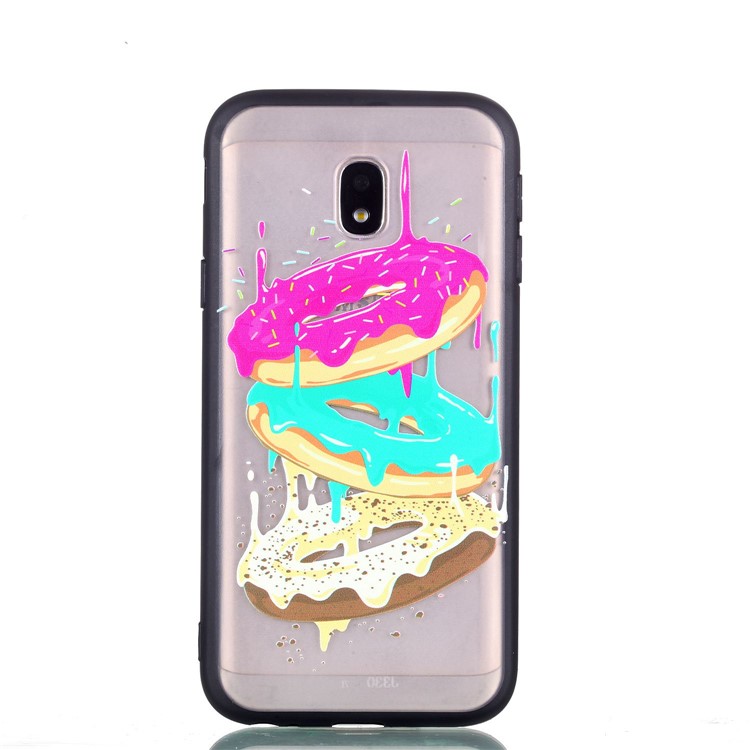 Rubberized Embossed PC + TPU Mobile Case for Samsung Galaxy J3 Pro (2017) / J3 (2017) EU Version - Donuts-4