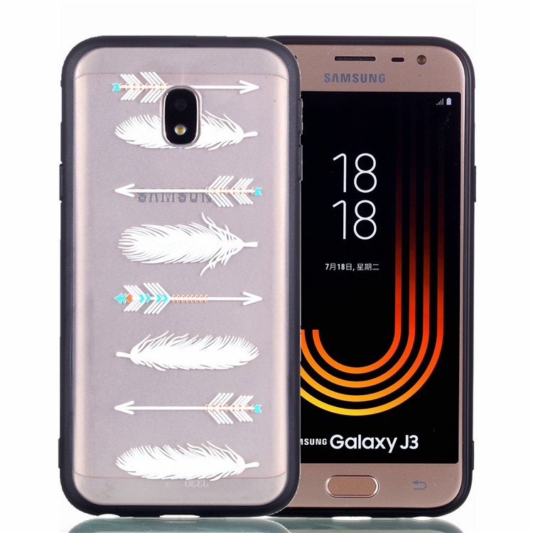 Rubberized Embossed PC + TPU Mobile Casing for Samsung Galaxy J3 Pro (2017) / J3 (2017) EU Version - Arrow and Feather-2