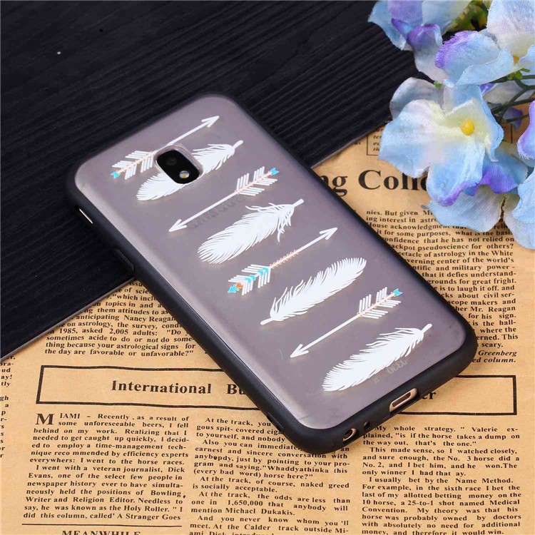 Rubberized Embossed PC + TPU Mobile Casing for Samsung Galaxy J3 Pro (2017) / J3 (2017) EU Version - Arrow and Feather-3