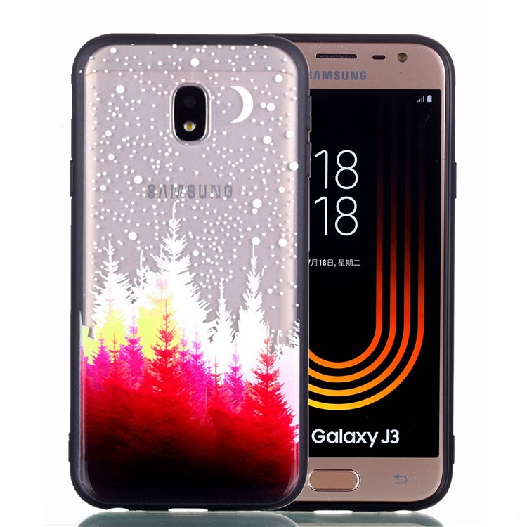 Rubberized Embossed PC + TPU Back Cover for Samsung Galaxy J3 Pro (2017) / J3 (2017) EU Version - Forests-2