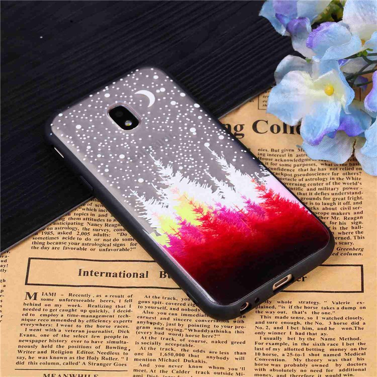 Rubberized Embossed PC + TPU Back Cover for Samsung Galaxy J3 Pro (2017) / J3 (2017) EU Version - Forests-3