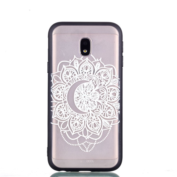 Rubberized Embossed PC + TPU Hybrid Case for Samsung Galaxy J3 Pro (2017) / J3 (2017) EU Version - Pretty Flower-4