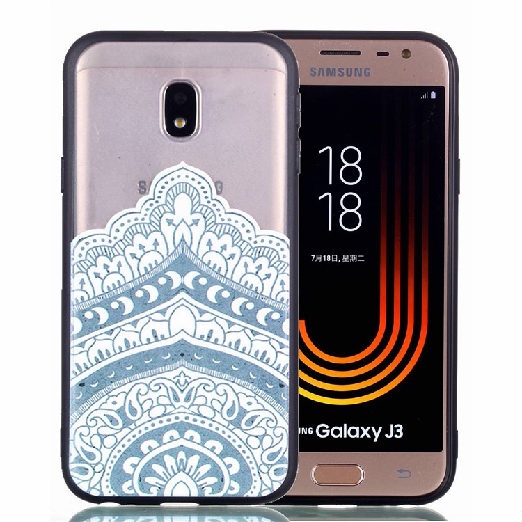 Rubberized PC + TPU Embossed Case for Samsung Galaxy J3 Pro (2017) / J3 (2017) EU Version - Mandala-2