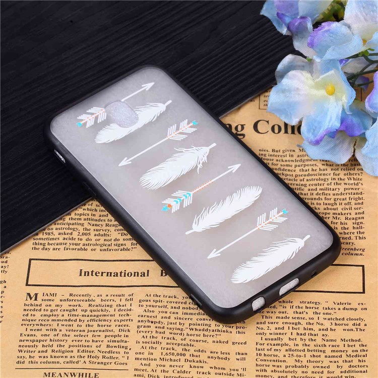 Rubberized Embossed PC TPU Hybrid Thin Back Case for Samsung Galaxy J5 (2017) / J5 Pro (2017) EU Version - White Feather and Arrow-2