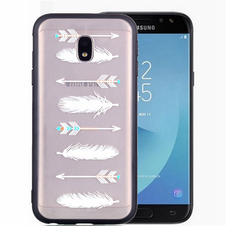 Rubberized Embossed PC TPU Hybrid Thin Back Case for Samsung Galaxy J5 (2017) / J5 Pro (2017) EU Version - White Feather and Arrow-3