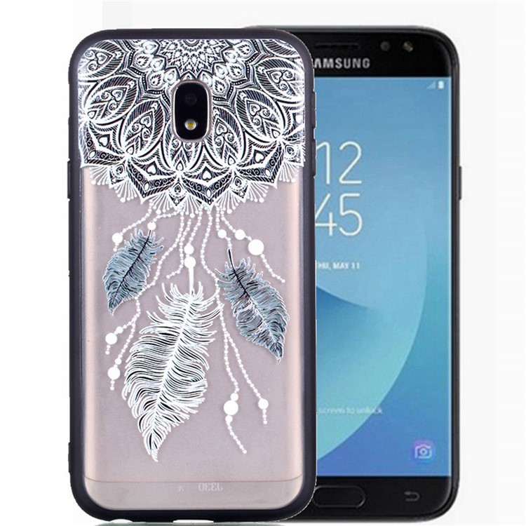 Rubberized Embossed PC TPU Hybrid Cellphone Shell for Samsung Galaxy J5 (2017) / J5 Pro (2017) EU Version - Feathers-2