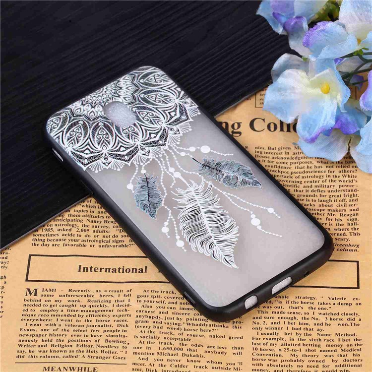 Rubberized Embossed PC TPU Hybrid Cellphone Shell for Samsung Galaxy J5 (2017) / J5 Pro (2017) EU Version - Feathers-3